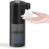 FFZZKJ Automatic Foaming Soap Dispenser USB C Rechargeable Hand Soap Dispenser for Bathroom Touchless Dish Soap Dispenser for Kitchen IPX5 Waterproof, Matte Black