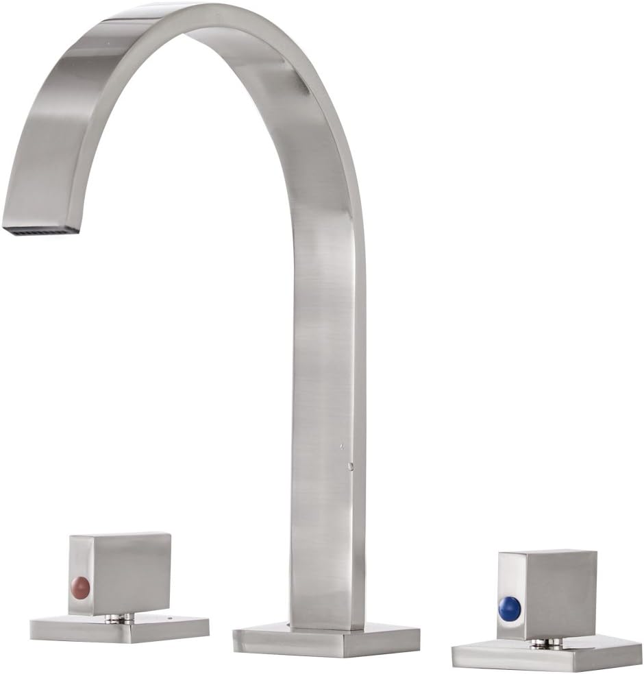 Greenspring Widespread Bathroom Faucet Brushed Nickel 2 Handle 3 Holes 8-16 inch Commercial Double Knobs Basin Vanity Sink Mixer Tap