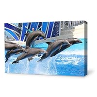 Canvas Wall Art Lovely Dolphin Canvas Prints Home Artwork Decoration for Living Room,Bedroom - 12x18 inches