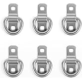 Cavo 6 PCS 1/4" Stainless Steel D-Ring Tie Down Anchors, 2400 lbs Heavy Duty Lashing Rings Kit for Trailer Pickup Van ATV SUV RV Boat Motorcycle, Cargo Surface Mount Hooks, Trucks Bed Anchors