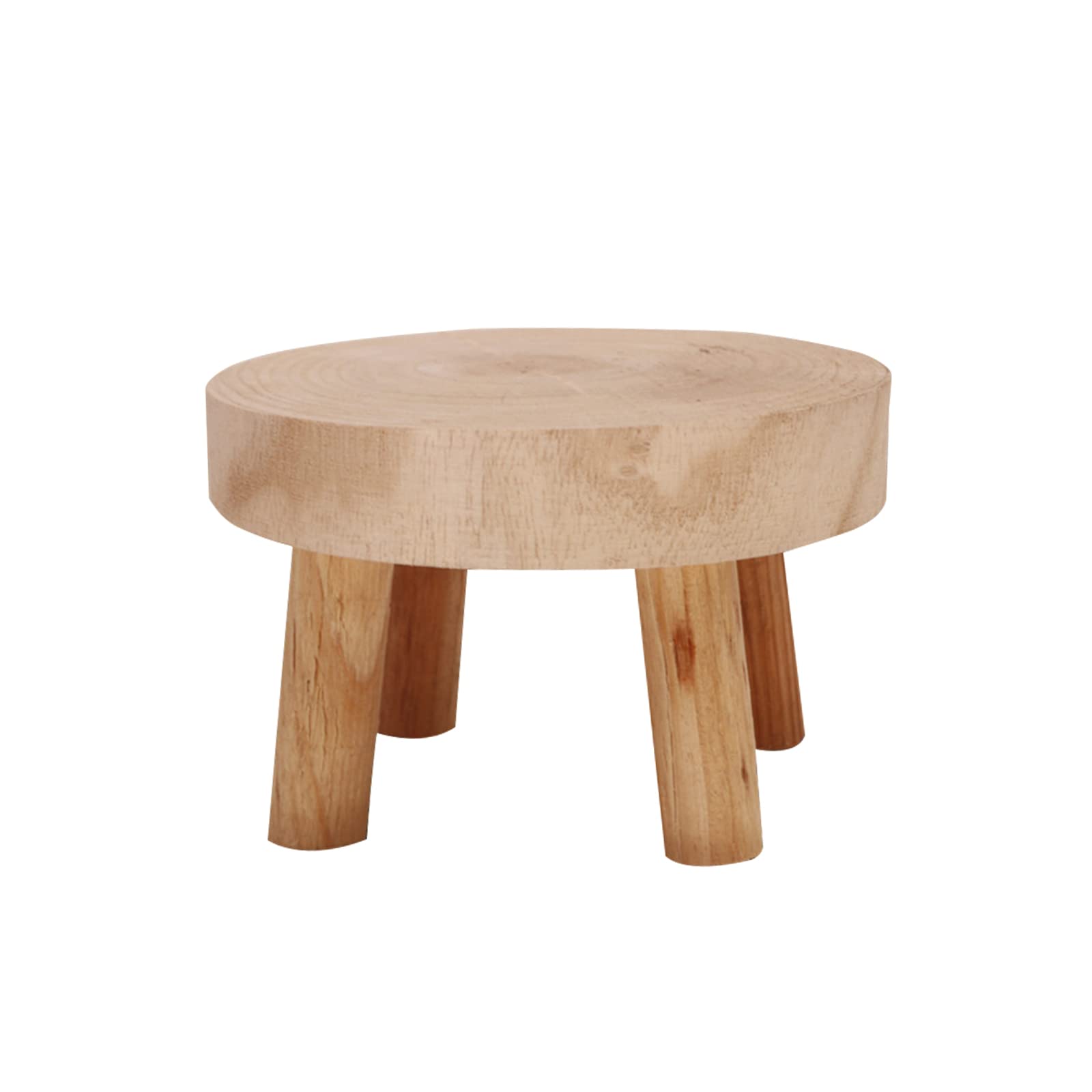 ViaForest Flower Pot Holder Solid Wood Garden Plant Pot Riser Display Stands Indoor Round Plant Stand for Indoor Outdoor Patio Garden, Beige