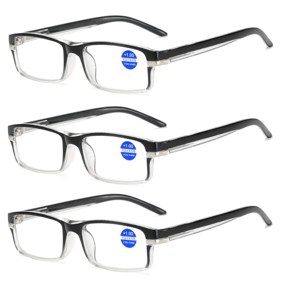 3-Pack Blue Light Blocking Glasses Computer Reading Glasses Spring Hinge Readers for Women Men