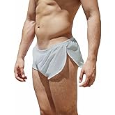 Men's Split Side Short Shorts Sexy Breathable Large Split Sides Mesh Athletic Shorts