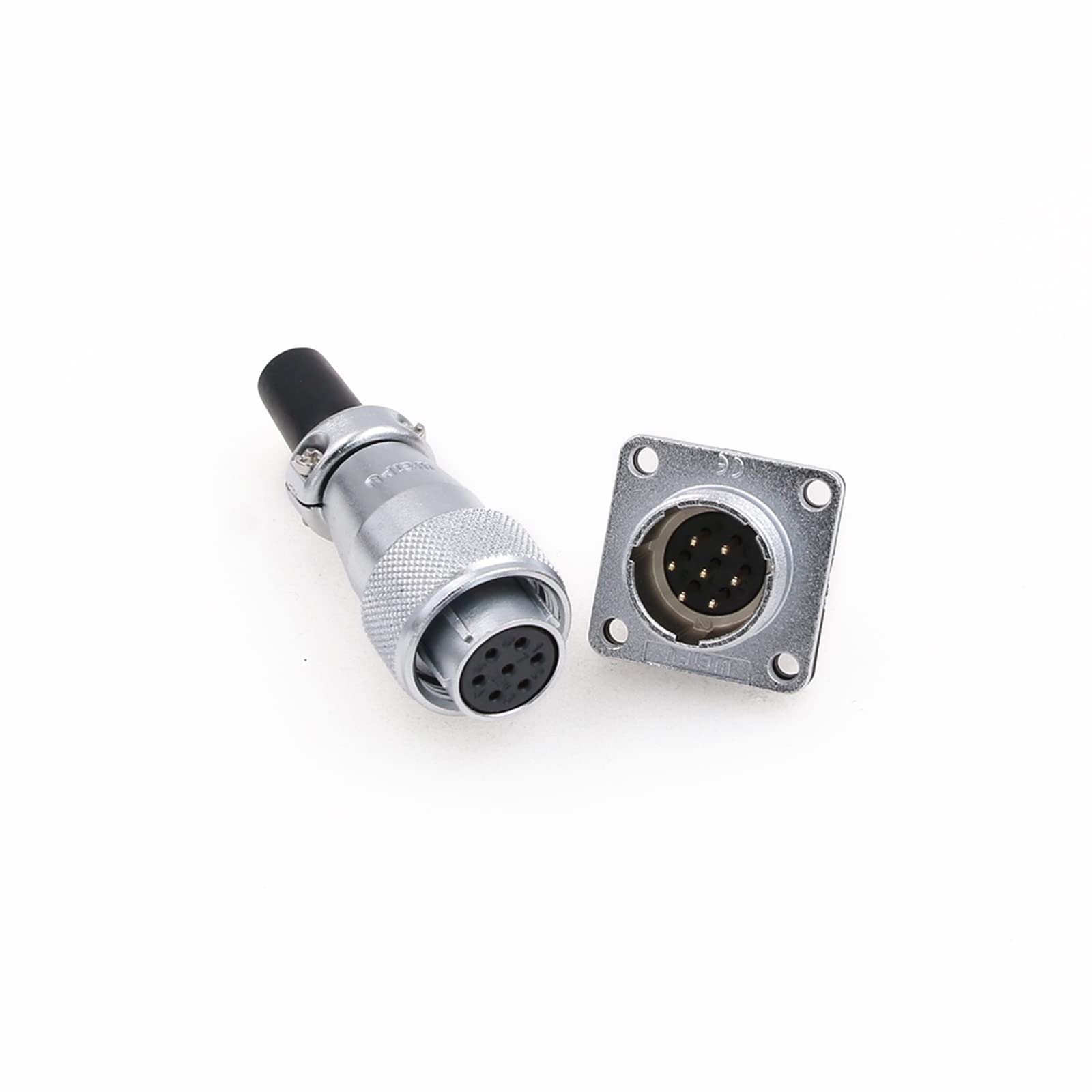 Eonvic WS16 7pin Waterproof IP67 Metal Male Plug and Female Square Socket Panel Mount Signal Automotive Electrical Aviation Cable Connector (7Pin)