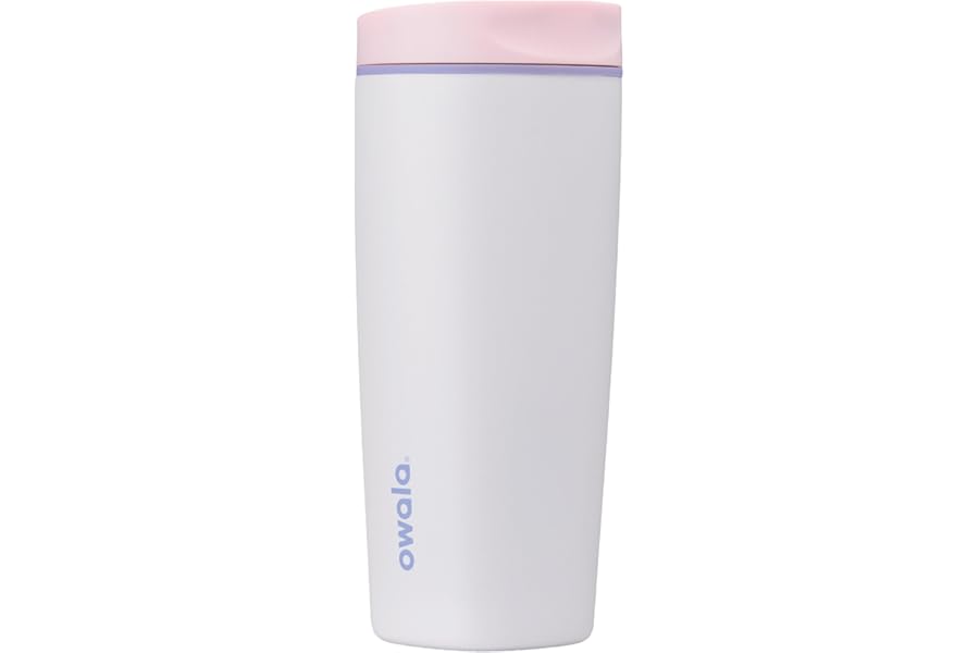 Owala SmoothSip Slider Ceramic-Lined Insulated Stainless Steel Coffee Tumbler, No Metallic Taste Reusable Travel Mug, Hot Iced Coffee Cup, BPA Free 20 oz, Candy Coated