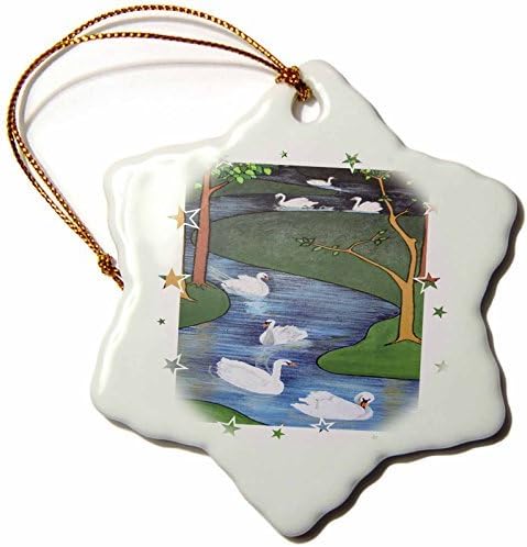 46935_1 Seven Swans A-Swimming-Animal, Religious Symbolism, Twelve Days of Christmas, Christmas-Snowflake Ornament, Porcelain, 3-Inch