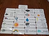 20 laminated Preschool Weather Flashcards. Child educational learning activity. A Handmade teacher resource.