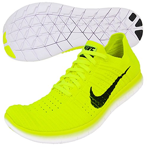 Nike men s free rn flyknit running shoe-volt/black-whit…