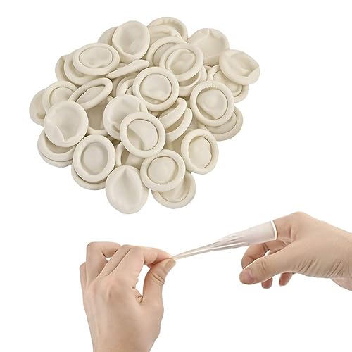 JEEMBAY Latex Finger cots- Pack of 50 Disposable Medium Size