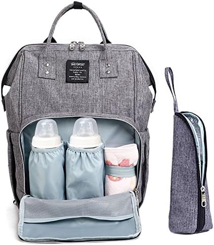Multi-functional Diaper Bag Backpack Waterproof Travel Backpack Nappy Bags for Baby Care Large Capacity Maternity Mother Daily Pack Bag (120-GY)