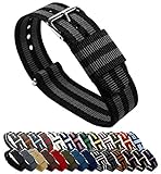 BARTON Watch Bands - Choice of Color, Length & Width (18mm, 20mm, 22mm or 24mm) - Black/Smoke (Bond) 24mm - 'Long' Version