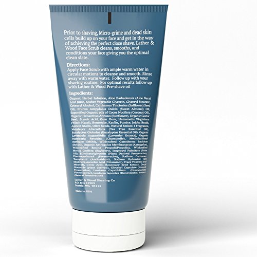 Best Face Wash for Men - Lather & Wood's Face Scrub - Luxurious Exfoliating Mens Face Wash for the Man's Man. 4oz Facial Cleanser for Men.