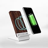Wood Wireless Charger for Microsoft Lumia 735/830/920/928/930/950/XL/1520 - [FAST CHARGE] COOPER ECOSTAND Wireless Charging Stand | Qi Wireless Charger Stand | Desk, Office (Aluminium & Rosewood)