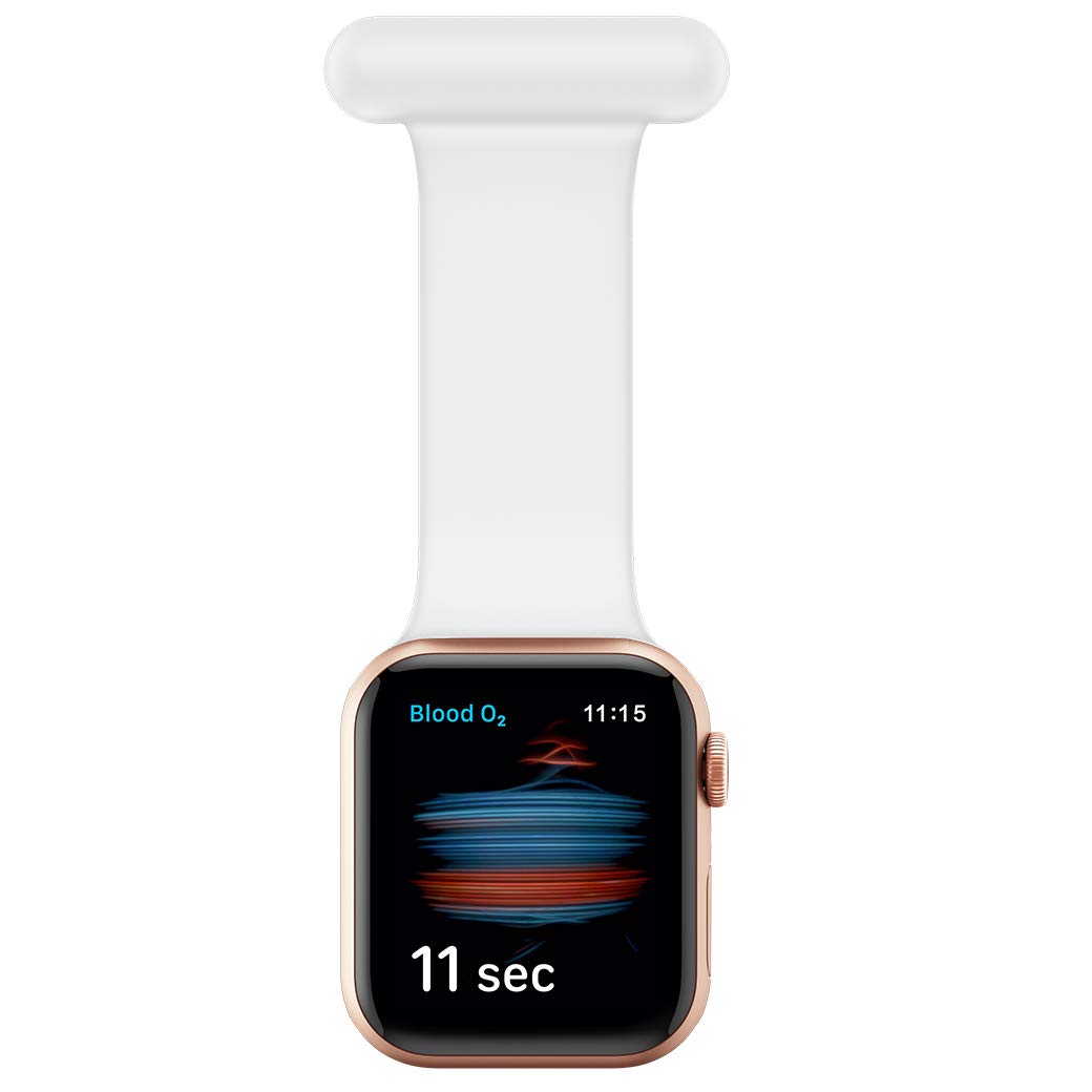LJLB Fob for Apple Watch Strap 42mm 44mm, Soft Silicone Replacement Pin Fob Strap Infection Control Design for Nurses Doctors Healthcare Compatible with iWatch Series, SE/6/5/4/3/2/1, White