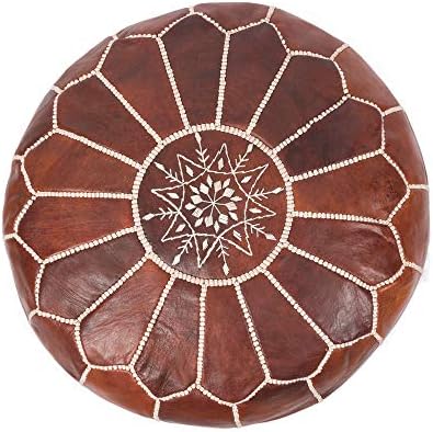 Moroccan pouf leather Pouf Bedroom, Morrocan Pouf Ottoman, Large Pouf Ottoman, Floor Pouf Seating, Pouf unsuffed, 14 inche Hight x 20 inches Diameter