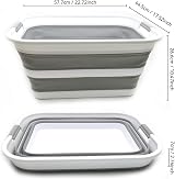 SAMMART 42L Collapsible Laundry Basket Foldable Grey 57.5x44.5x26.5cm view 3