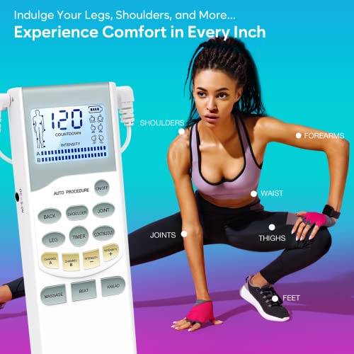 Easy@Home TENS Unit Muscle Stimulator Massager - More Pulse Intensity Range, Rechargeable Battery and Backlit LCD Display - Pain Relief Device EHE012PRO