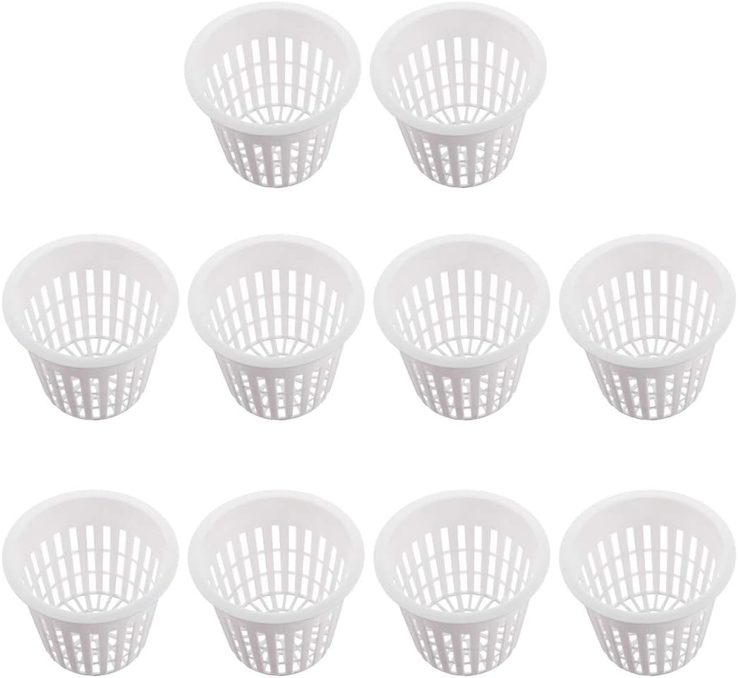 UIEEGPG 10pcs Planting Baskets Plastic Mesh Pot Plant Grow Cup for Garden Hydroponic Planting (White)