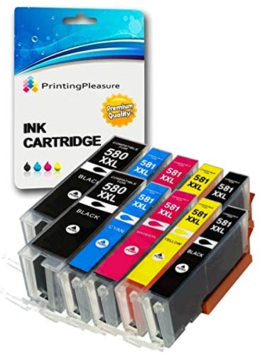 10 (2 SETS) Compatible PGI-580/CLI-581 XXL Printer Ink Cartridges for Pixma TR7550 TS6151 TS6251 TS705 TS8152 TS8251 TS8252 TS9550 TS9551C | PGI-580PGBK CLI-581BK CLI-581C CLI-581M CLI-581Y XXL