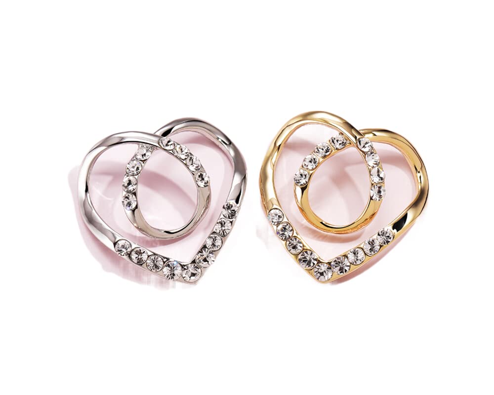 通用 Heart Scarf Clip,2 PCS T Shirt Clips Rhinestone Pearl Scarf Buckles Ring Brooch Pins for Women Alloy Rhinestone Silk Sing Buckle Scarves Clip Metal Clasp Crystal Fastener Hem Knotted Button