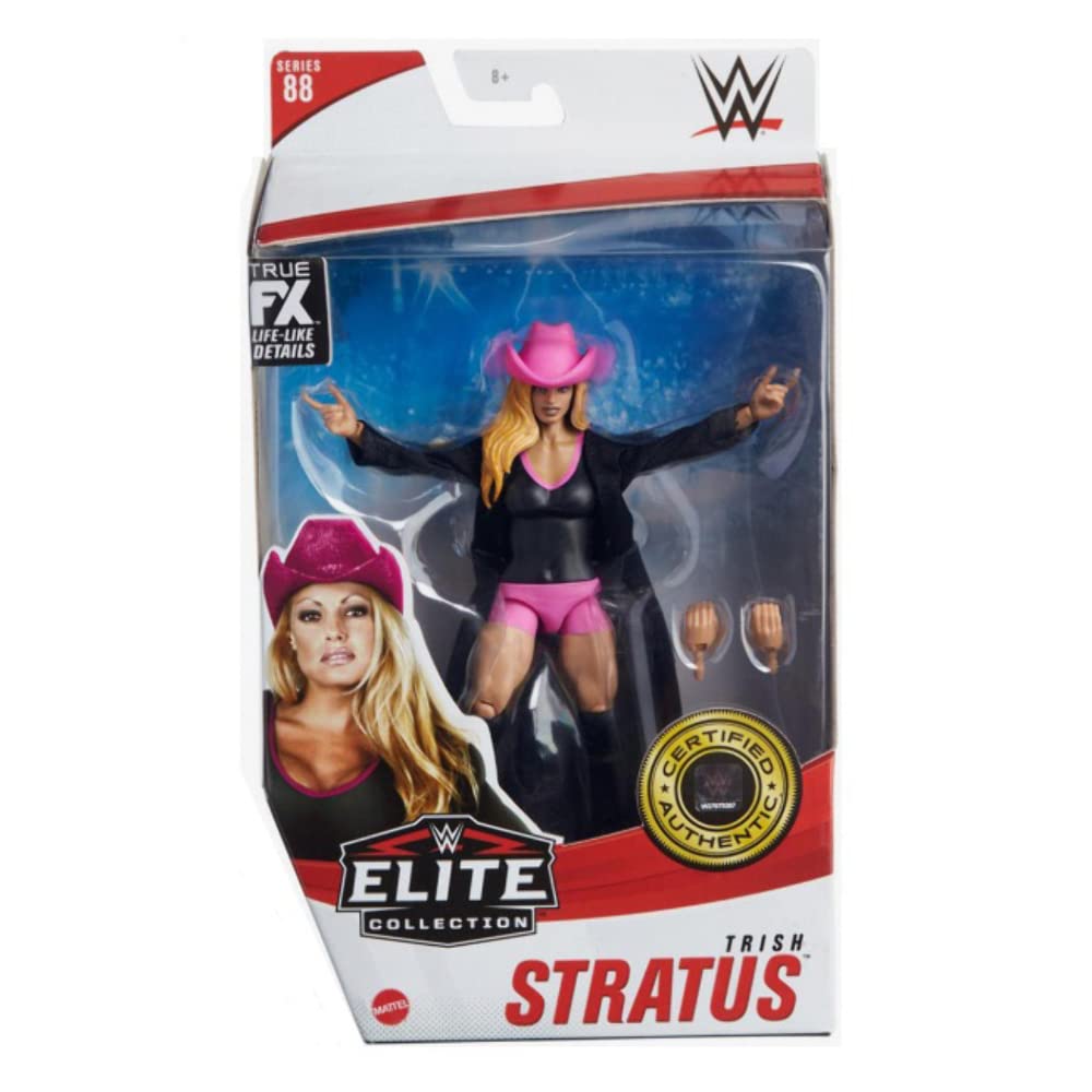 WWE GVB87 Trish Stratus Elite Collection Action Figure, 6 Inch/15.24 cm Tall Figure Features Deluxe Articulation, True FX Detailing, Swappable Hands, and Iconic Accessories, Multicolor