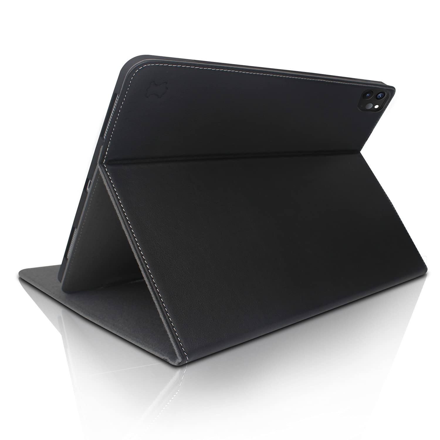 iPad Pro 2021 12.9 inch PU Leather Cover - Secure Any-Angle Stand and Safe Apple Pencil Holder Protector for iPad Pro 12.9 inch 2021 - Easy Access to all Controls - Shockproof Case (Black) - CUVR