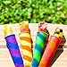 XHSP Self Made Silicone Popsicle Ice Pop Molds With lids attached, Ice Cream Maker Popsicle Molds Tool Ice Lolly & Ice Cream Moulds Jelly Moulds (6, Mixture color-lid divided)