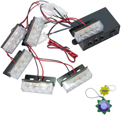 HQRP 18 White LED Car Vehicle Flashing Strobe Flash Grille Decorate Light 3 Modes plus HQRP UV Meter