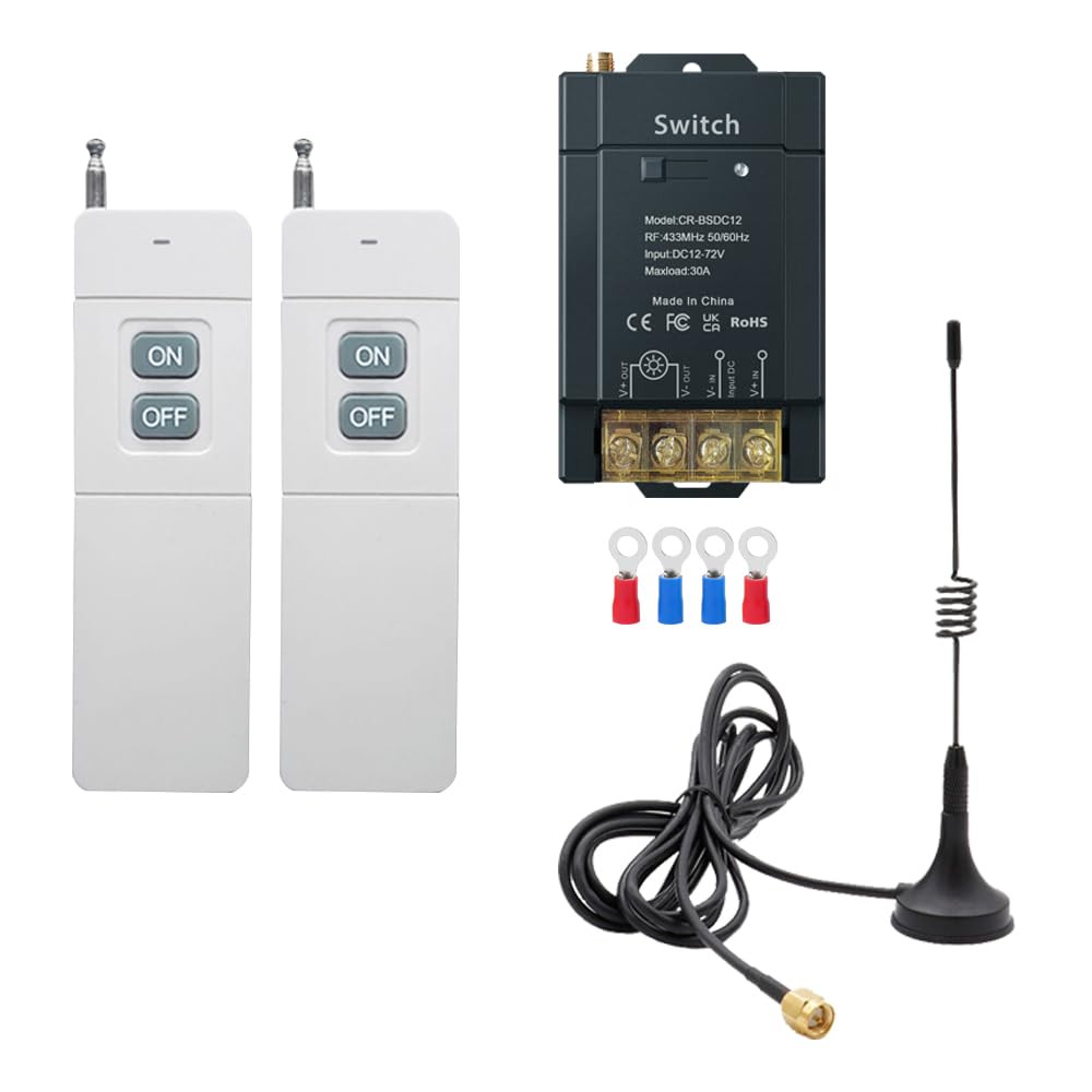 COLOROCK Wireless Remote Switch,DC12V-72V 40A relay Remote Switch for Water Pump Motor Lighting Farm Agriculture etc with 1500m Long Range