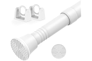 Zipglo 1pack White Tension Curtain Rod with Two Brackets - 18-36 Inch Adjustable Spring Loaded Curtain Rods Small Tension Rod Spring Curtain Rod No Drilling Expandable Spring Rod for Doors and Windows