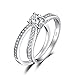 JewelryPalace 14K Gold Plated 925 Sterling Silver Cubic Zirconia Promise Rings for Her, Wedding Bands Engagement Rings for Women, Anniversary 1.3ct Solitaire Simulated Diamond Ring Set Size 10