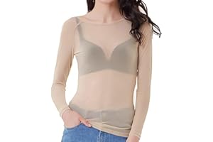 Ysabeloom Women's Sheer Tops Long Sleeve Mesh Sheer Top See Through Blouse Shirt