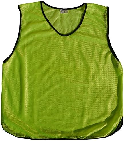 6 Youth Practice Jerseys, Pinnies, Bibs 100% Polyester for Ages 5-9 and 10-15 (Bright Yellow, Adult)