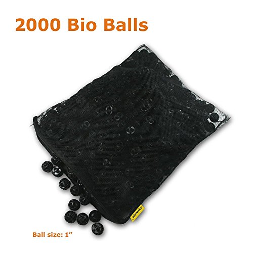 Aquapapa 1" Biochemical Bio balls Filter Media in Mesh Bag for Aquarium Fish Pond Waterfall Fountain (2000 PCS (4 bags))