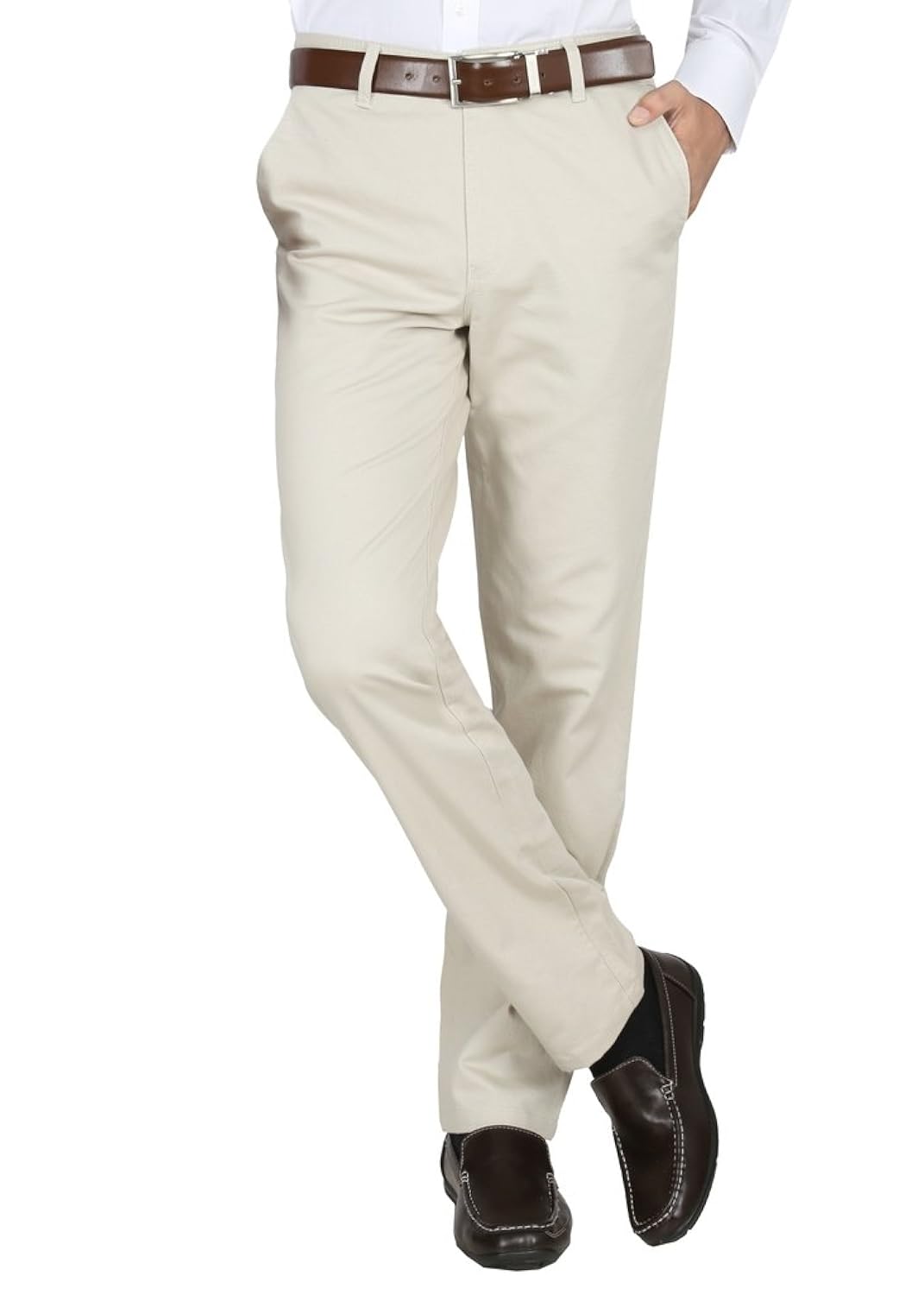 modo men's regular fit dobby cotton formal trousers