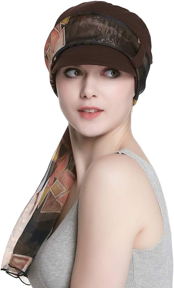 AlnormBreathable Viscose Lined Cotton Hat and Scarf Set for Women