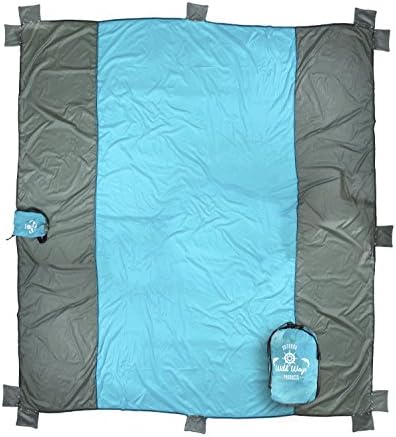 Sand Free Beach Blanket with 100% Ripstop Nylon and 12 Sand Pockets - Includes Integrated Stuff Sack | All Purpose Ultra Portable Quick Drying Sand Retardant 9 X 8 Picnic Blanket for the Outdoors