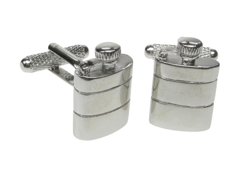 Hip Flask Design Cufflinks In Onyx Art Box