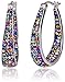 Carly Creations Women's Silver Plated Crystal Hoop Earring - Multicolored