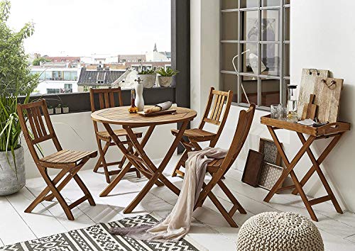 SAM Gartentisch Jasper, 90 cm rund, Akazienholz geölt, Balkontisch klappbar – Bild 3