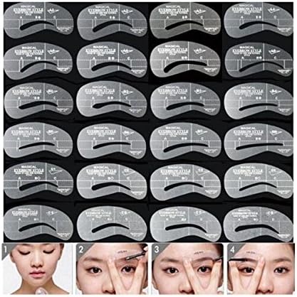24pcs Eyebrow Model Grooming Stencil Kit Template Make Up Shaping Tools