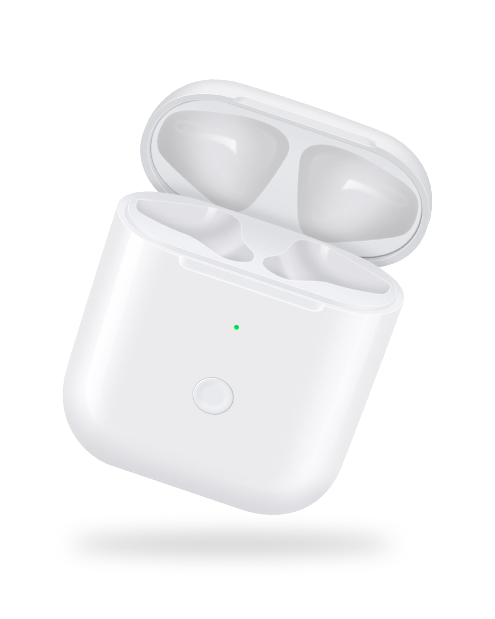 Photo 1 of Jinstyles Charging Case Replacement for AirPods 1st & 2nd Generation - Wireless Charger Case with Bluetooth Pairing Sync Button - White