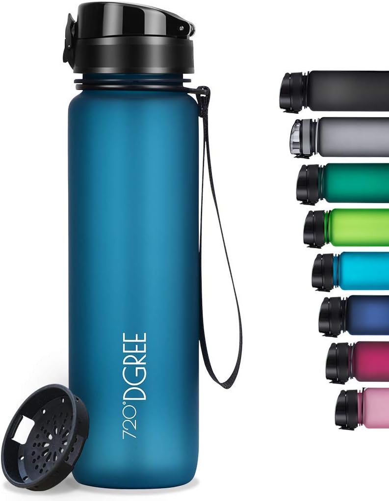720°DGREE Trinkflasche “uberBottle“ softTouch +Sieb - 1L - BPA-Frei - Wasserflasche für Uni, Sport, Fitness, Fahrrad, Outdoor - Sportflasche aus Tritan - Leicht, Bruchsicher, Nachhaltig