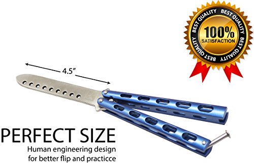 OPL C34 Premium Balisong Butterfly Knife Trainer Practice - No Offensive Blade - Safe And Perfect For Beginners, Your Sons, Friends, Butterfly Knives Lover And More (blue)
