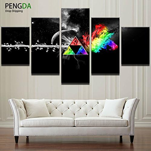 Decor Pictures Home Decor Frame Canvas Posters And Prints 5 Panel Pink Floyd Rock Music Painting Pictures On The Wall Art,40x60 40x80 40x100cm,Frame