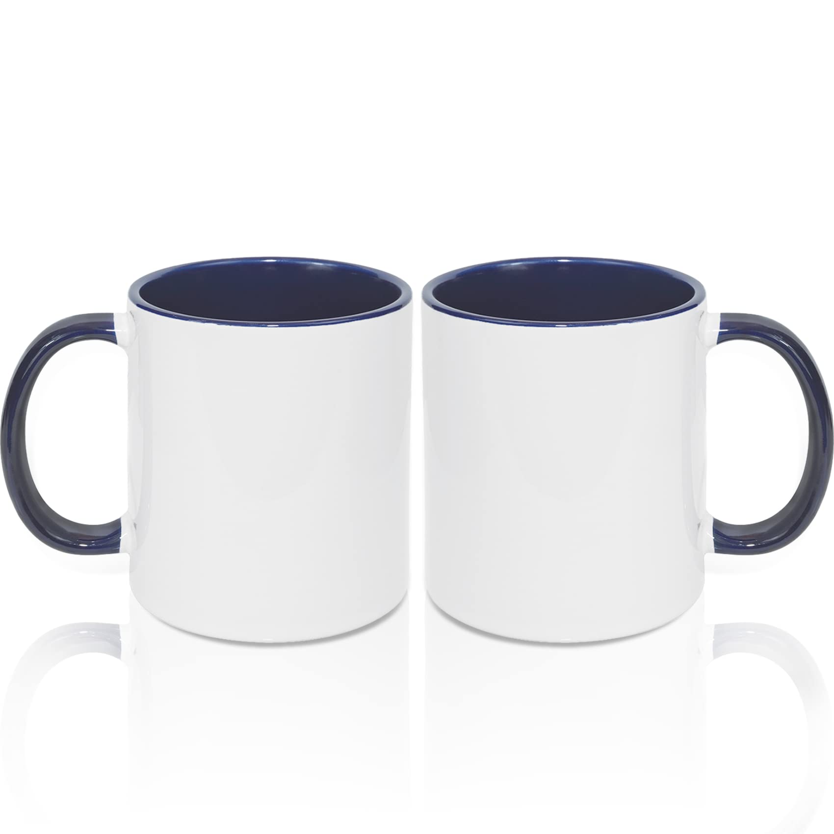 MR.R 11oz Sublimation Blank Coffee Mugs,Cup Blank White Mug Cup with Dark Blue Color Mug Inner and Handle,Set of 2 — image 1