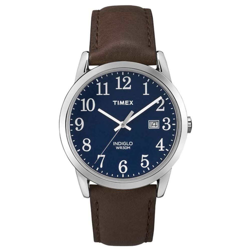 Timex Easy Reader Men's 38mm Brown Leather Strap Date Window Quartz Watch TW2P75900