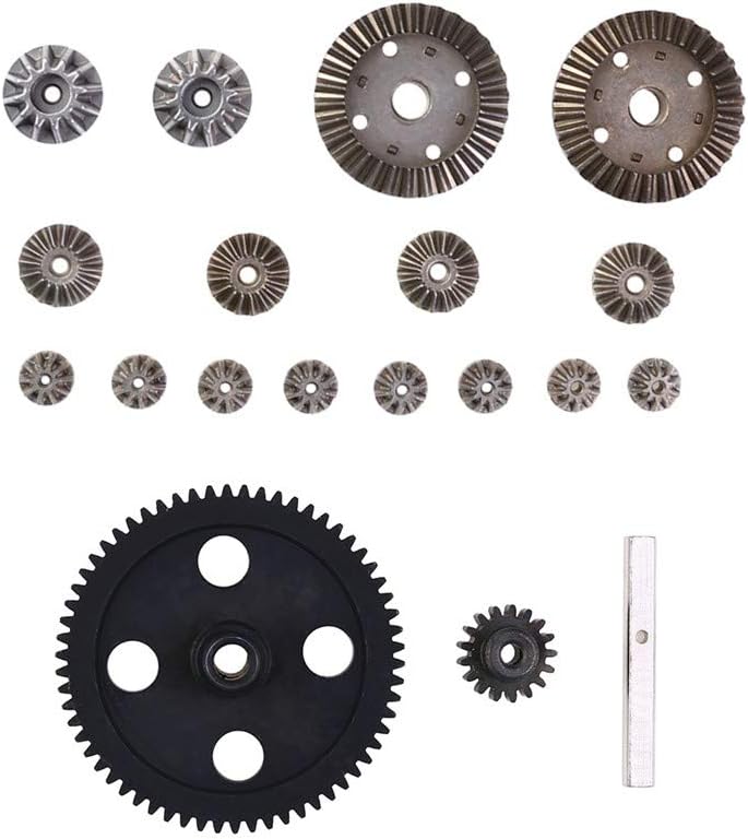 Mintuse Upgrade Metal Active Gear + Differential Gear + Reduction Gear + Motor Gear Accessories Set for WLTOYS 12428/12423 1:12 RC Car (Black)