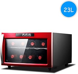 Wine Cooler Tx 8-Bottle Single-Zone in Red | Counter Top Wine Cellar | Quiet Operation Fridge | Touch Temperature Control | Stainless Steel Shelf