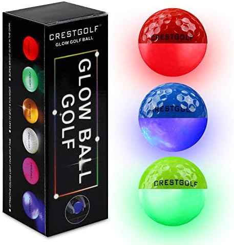 Crestgolf Led Glow Golf Balls in The Dark Night Built-in 4 Led Lights Golf Balls Bright for Golf Long Distance